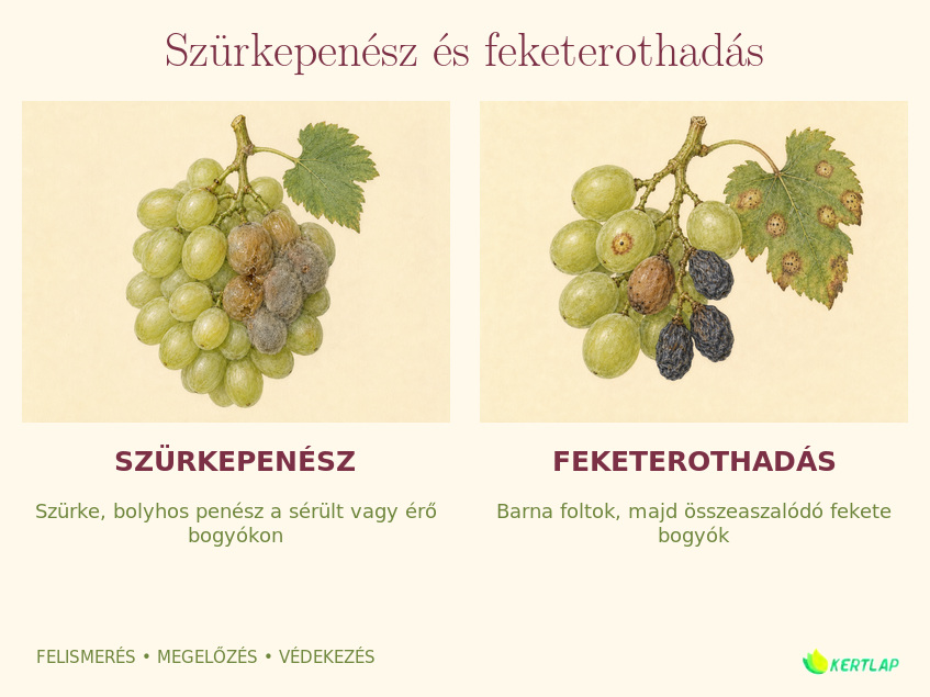 szőlő szürkepenész és feketerothadás