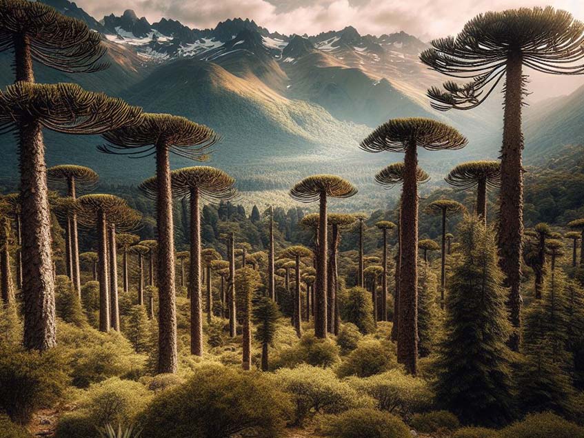Araucaria erdő az Andokban