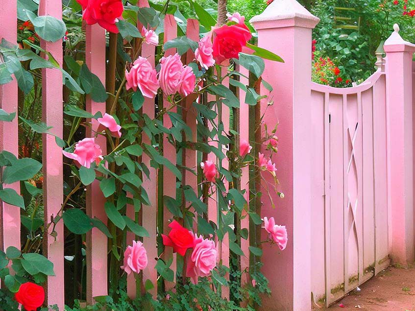 rózsaszín kiegészítő jelen esetben a rózsaszín kerítés