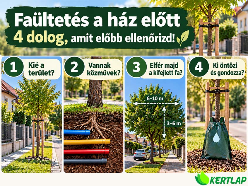 faültetés a ház előtt