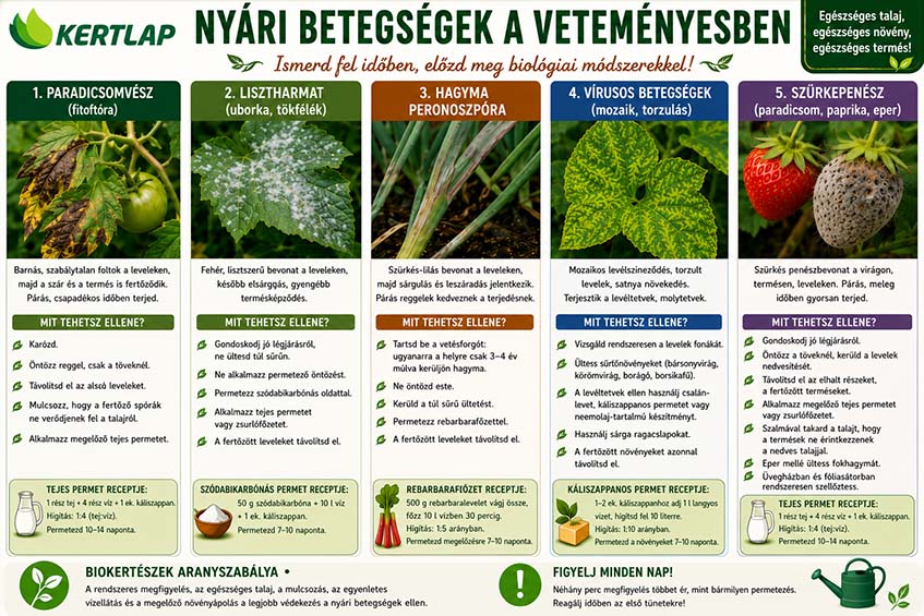 Nyári betegségek a veteményesben – infografika