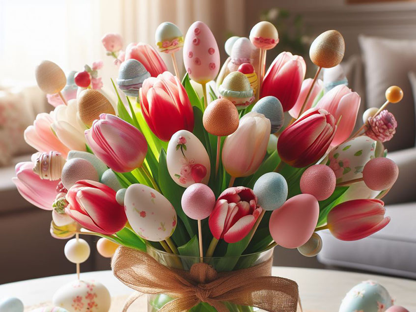 tulipánok és tojások vázában