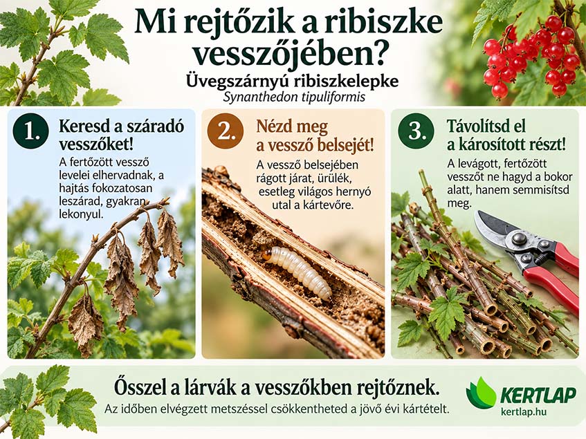 üvegszárnyárnyú ribiszkelepke kártétele