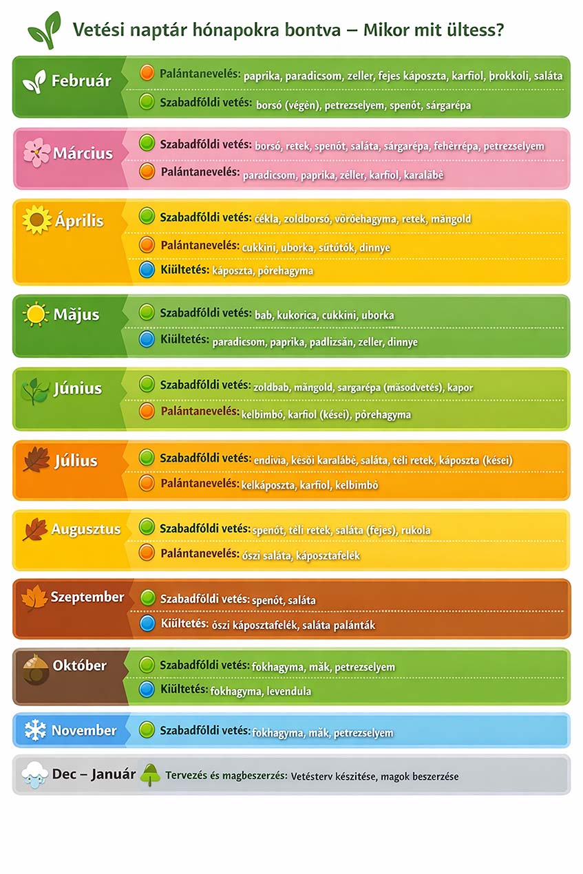 egyszerű vetési naptár