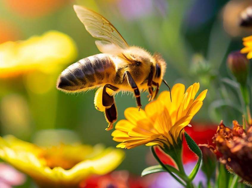 virágon legelő méh